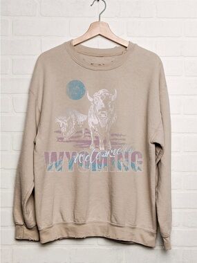 Welcome to Wyoming Graphic Sweatshirt - Beige